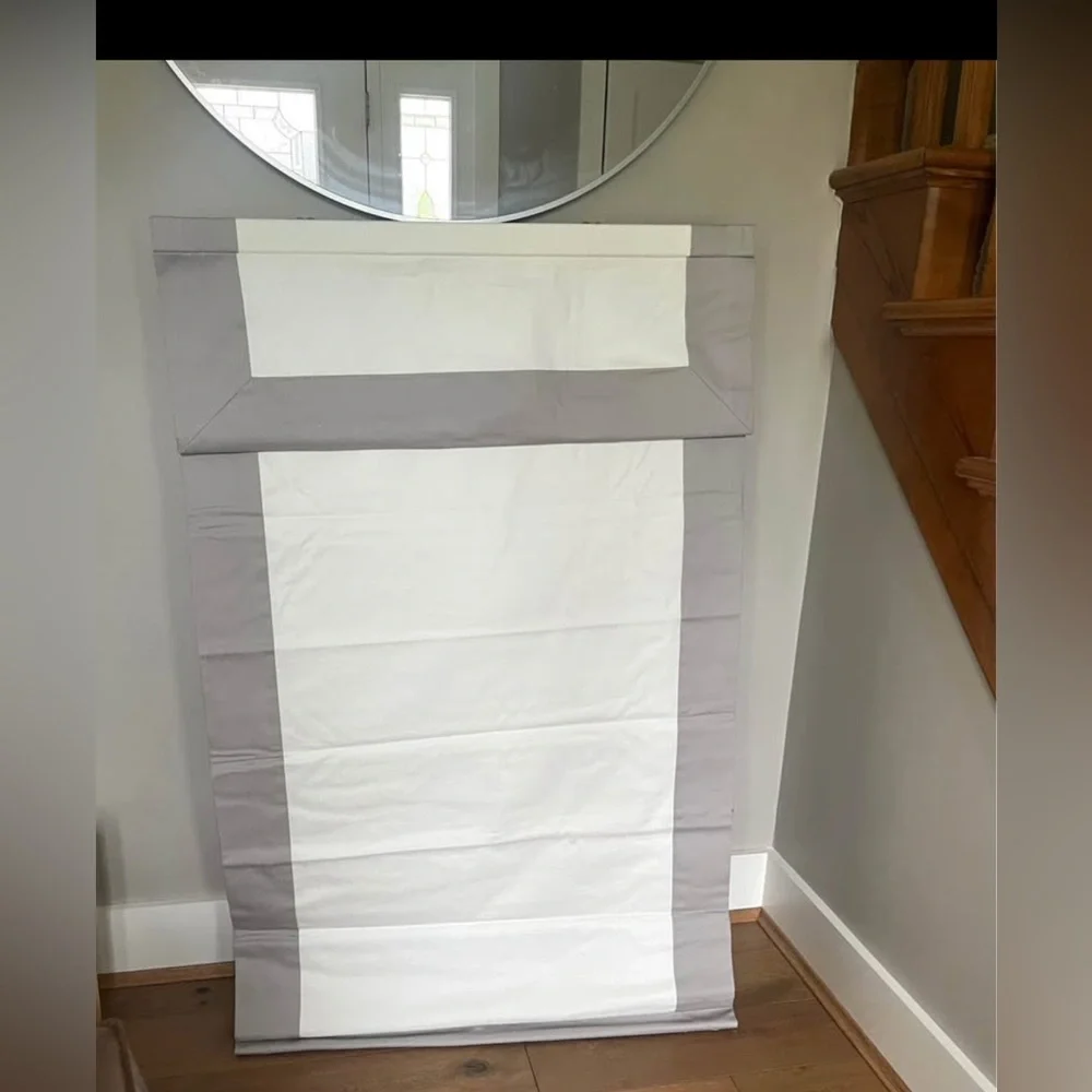 Pottery Barn Kids Gray and White Blackout Roman Shade Window Covering